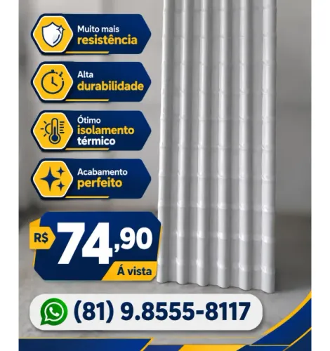 Telha PVC Plan 2,41m x 0,88cm / 1.5mm Cinza