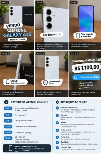 Vende-se celular Samsung A35 branco 128gb 6ram