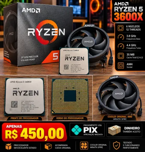 Processador Ryzen 3600x indicado gamer