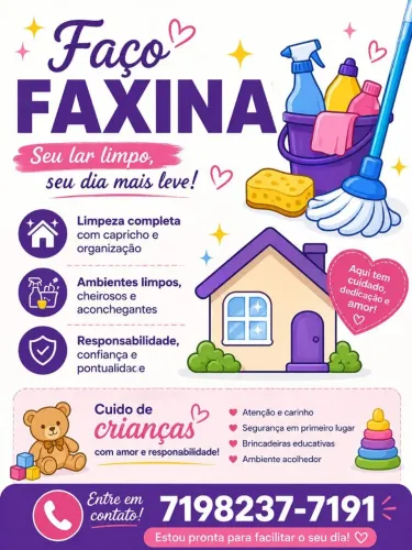 Faxina Residencial e Cuidados com Crianças