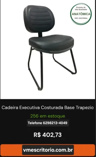 Cadeira Executiva Costurada Base Trapezio