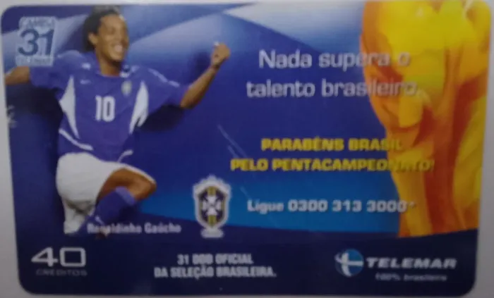 Cartão Telefônico Comemorativo do Penta - Ronaldinho Gaúcho.
