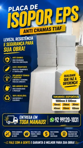 ISOPOR ANTI CHAMAS PARA ISOLAMENTO TERMICO E ACUSTICO