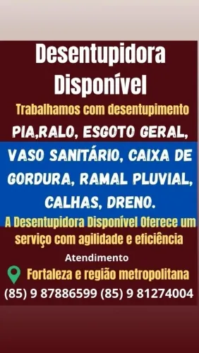 Desentupidora de tubulação de esgoto