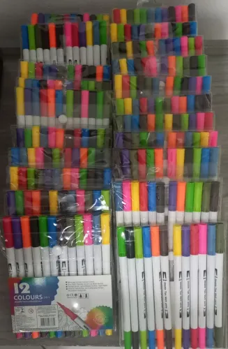 Canetinhas coloridas 2 pontas (Lote com 50 kits)
