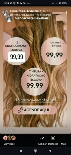 Alisamento e maquiagem 