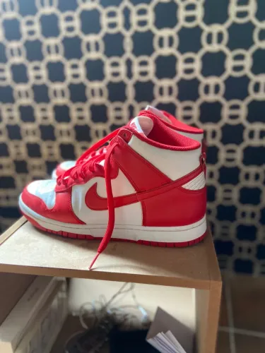 Nike dunk high red+white 