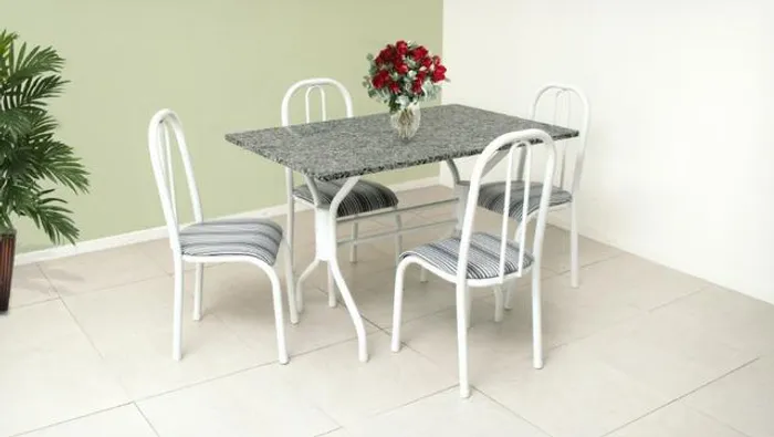 Mesa 1,20m com 04 cadeiras jantar Canadá 100% aço = Entrega + montagem grátis!