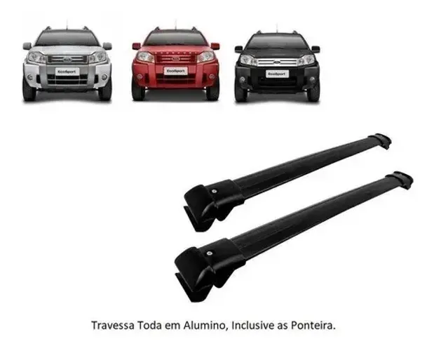 Rack Teto Travessa Ecosport Preto / Prata - Larga