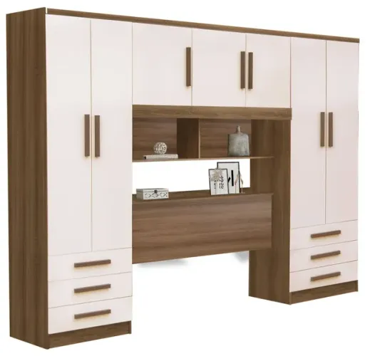 Quarto roupeiro modulado casal cabeceira baú 