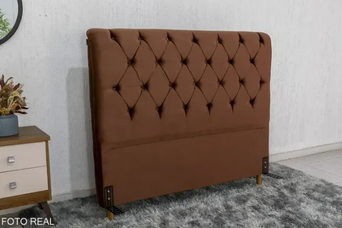 Cabeceira Casal Lavínia Veludo Terracota Frete Grátis - Até 12x S/ Juros 