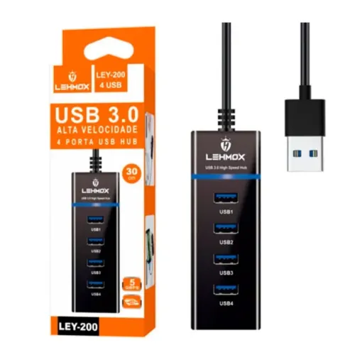 Hub Usb 3.0 4 Portas 5 Gbps Lehmox - LEY-200