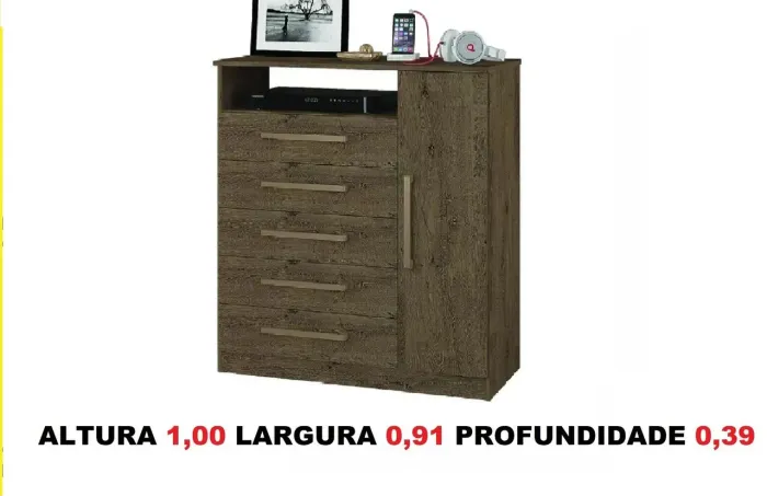 Comoda 5 gavetas com sapateira 