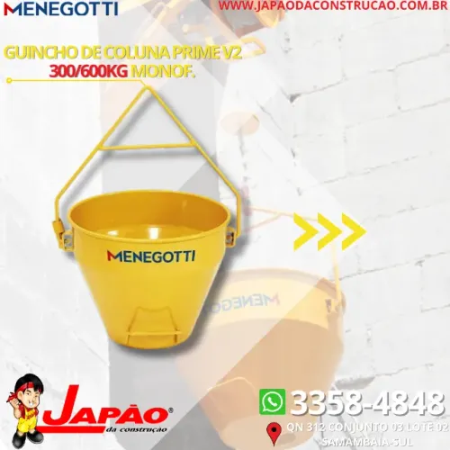 Balde Para Concreto Guincho de Coluna 50 Litros Profissional Menegotti
