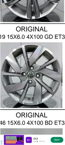 Roda Nova Aro 15 -Modelo Jetta GLI 4x100