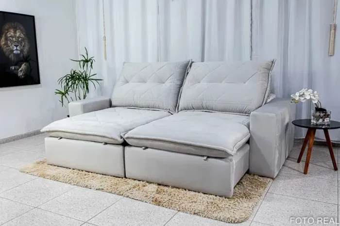 Sofá Retrátil Reclinável Blonde 2.50m Espuma D33 Soft Molas Bonnel rf654