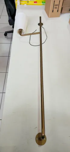 Luminária Articulada Arandela Abajur de Parede Cone Tecido Branco Bronze Dourado Moderna