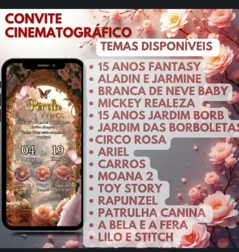 Convite Cinematográfico Personalizados 