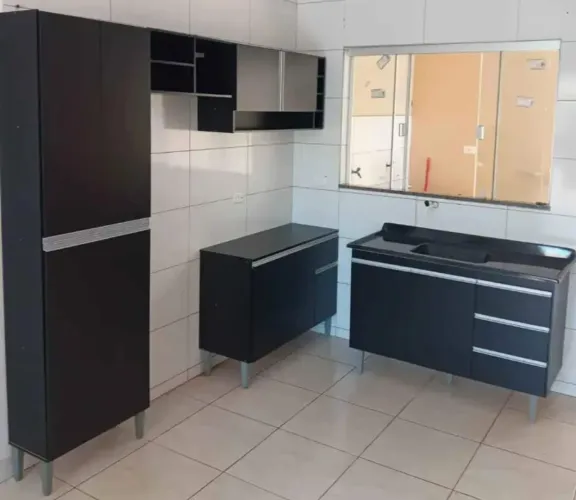 Conjunto de armários de cozinha preto
