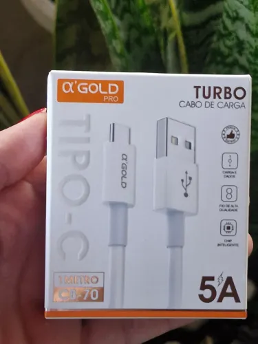 Cabo Usb Tipo-c Turbo 6a 1 Metro A'gold Branco