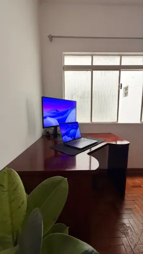 Mesa de escritório escrivaninha de madeira maciça 120x120cm