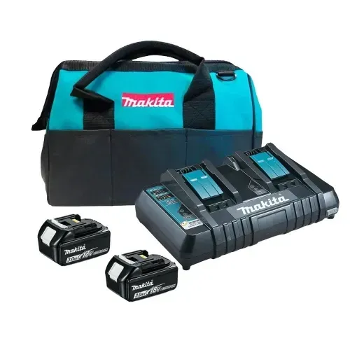 Kit de Energia com 2 Baterias 18V 3Ah BL1830B, Carregador Duplo DC18RD 220V e Bolsa Makita