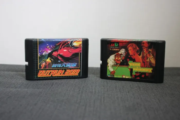 Cartuchos fitas Mega Drive | Outrun 2019 e Side Pocket | Campinas/SP