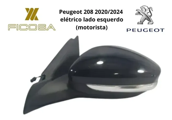 Retrovisor Peugeot 208 2021 2022 2023 Elétrico Lado Esquerdo (Usado)