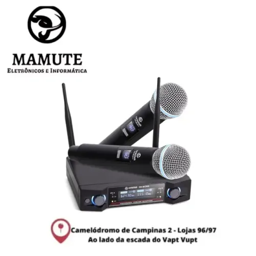 Microfone Sem Fio Duplo Uhf Onistek On-MC809 Hi Fi Dinamico com Display Digital