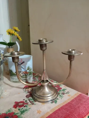 castiçal candelabro antigo 3 velas