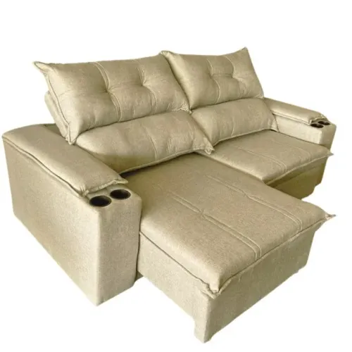 Sofá 2,25m Retrátil e Reclinável D33 Linho Novo Fazemos Entrega