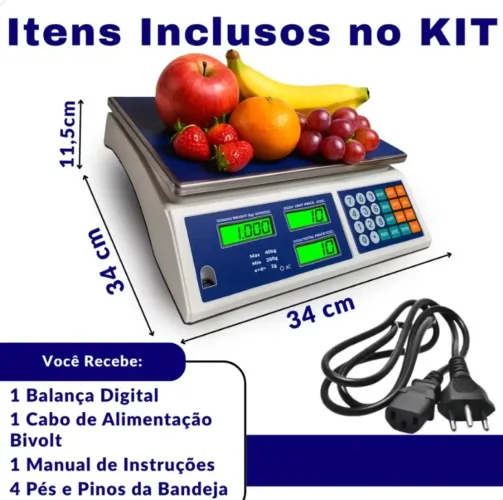Balança Digital Comercial 40kg - Frete Grátis!