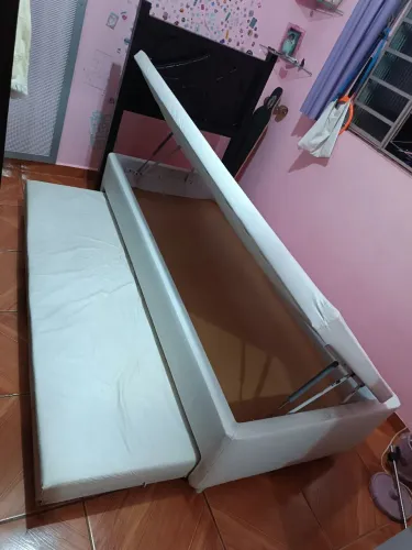 Box Solteiro com Baú e Colchão de Rodinhas