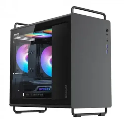 Gabinete Gamer Bluecase Tiny PRO, mATX, Lateral Vidro, USB 3.0, 5 Fans ARGB, Sem Fonte, Pr