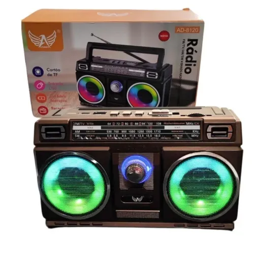 Rádio AM/FM/TV/SW com Bluetooth e Iluminação LED
