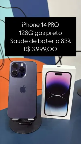 iPhone 14 Pro / 128GB / Roxo / Saúde de bateria 83% 