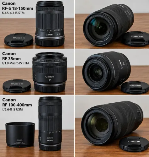 Kit de Lentes Canon RF / RF-S - Excelente Estado<br><br>RF 35mm f/1.8 Macro<br><br>RF 100-400mm