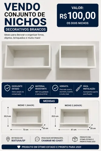CONJUNTO DE NICHOS DECORATIVOS BRANCOS