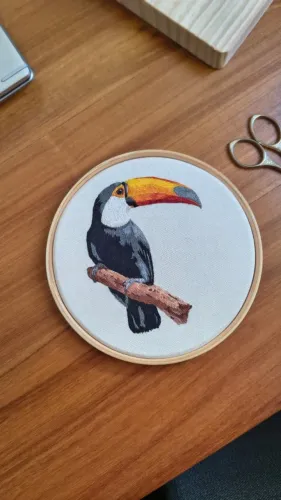 Bordado realista - tucano-toco