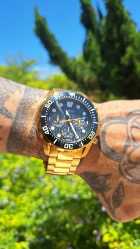 Orient Solartech Diver 300M dourado MGSSC057 P1KX - Cronógrafo Full Set