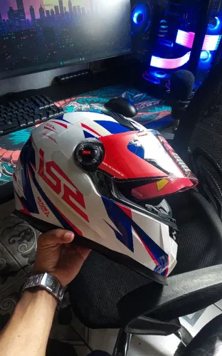 Capacete LS2 FF358 draze azul e vermelho