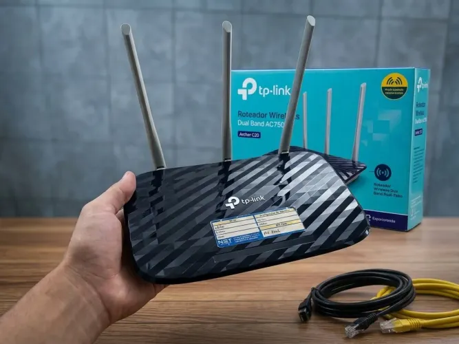 Roteador TP-Link Archer C20 AC750 Dual Band (2.4GHz / 5GHz) - Na Caixa e Completo