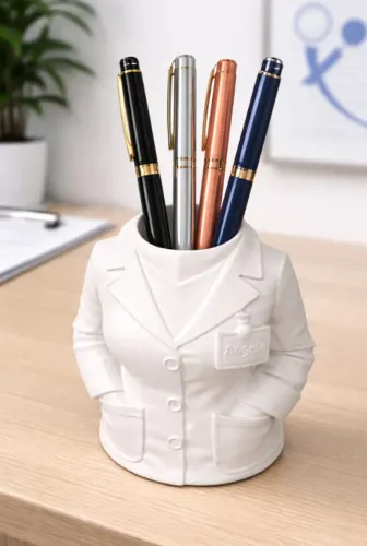 Porta-Canetas Personalizado Jaleco Doutora em Impressão 3D - Com Nome personalizado