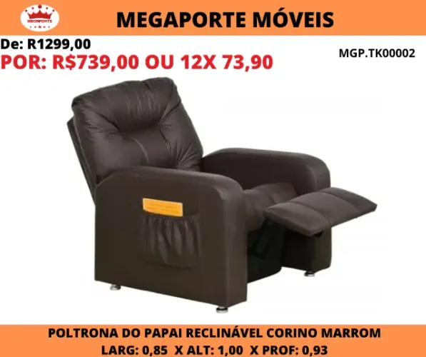 Poltrona Reclinável em Corino