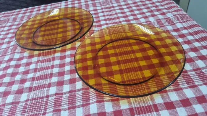 Par de Pratos Rasos Vintage Âmbar Duralex