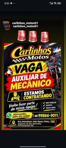 Vaga de auxiliar de mecânico