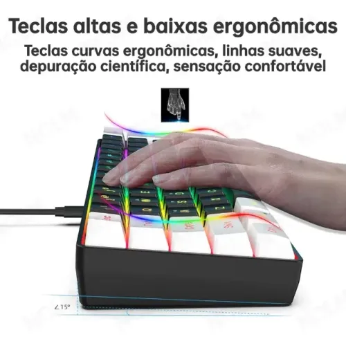 Teclado Gamer Mecânico 61 Teclas RGB Compacto 80 reais