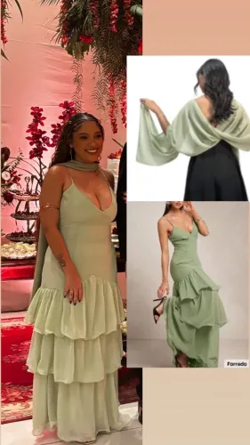 CONJUNTO DE FESTA - VERDE MENTA (VESTIDO + ECHARPE)