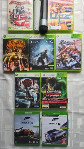 Lote Xbox 360 + Xbox One - 9 Jogos Originais (2 Lacrados) + 2 Microfones Lips - R$ 390 FEC