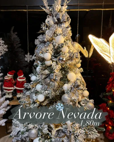 ÁRVORE DE NATAL NEVADA 1,80M - COMPLETA E DECORADA